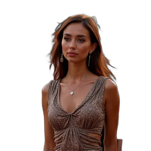 dress, jewelry, face, staff transparent PNG cut-out