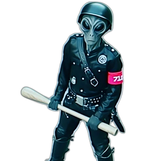 jacket, robot, staff, weapon transparent PNG cut-out