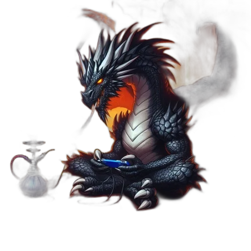 dragon, staff, creature, fantasy art transparent PNG cut-out