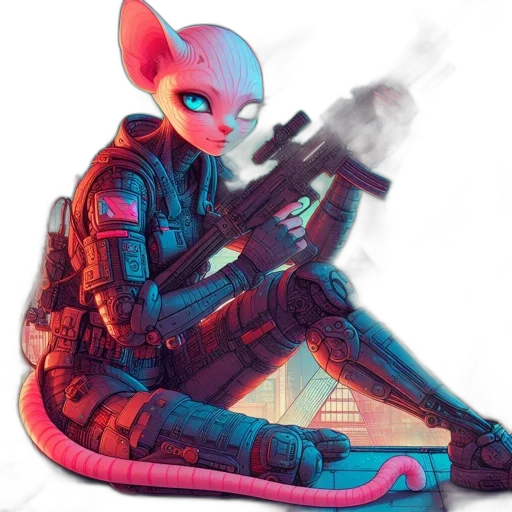 jacket, mask, robot, weapon transparent PNG cut-out