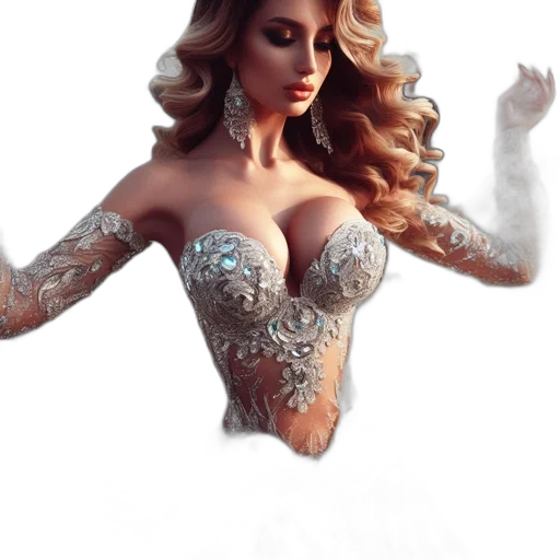 dress, jewelry, fantasy art, photorealistic transparent PNG cut-out