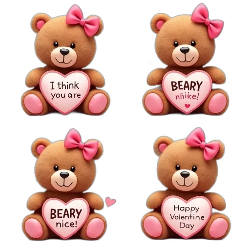 3d render, collection, four, valentine transparent PNG cut-out