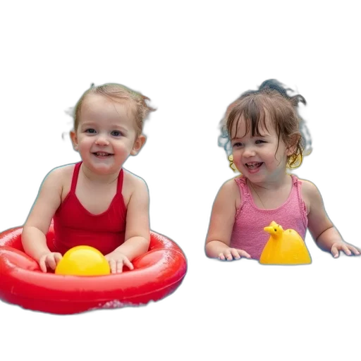 two, children, enjoying, water transparent PNG cut-out