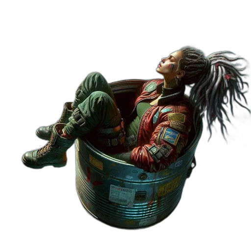 hair, jacket, creature, concept art transparent PNG cut-out