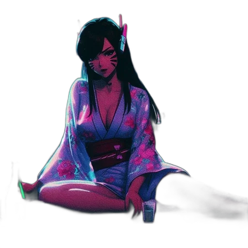 dress, concept art, cyberpunk, vaporwave transparent PNG cut-out