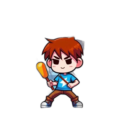staff, weapon, pixel art, cartoon transparent PNG cut-out