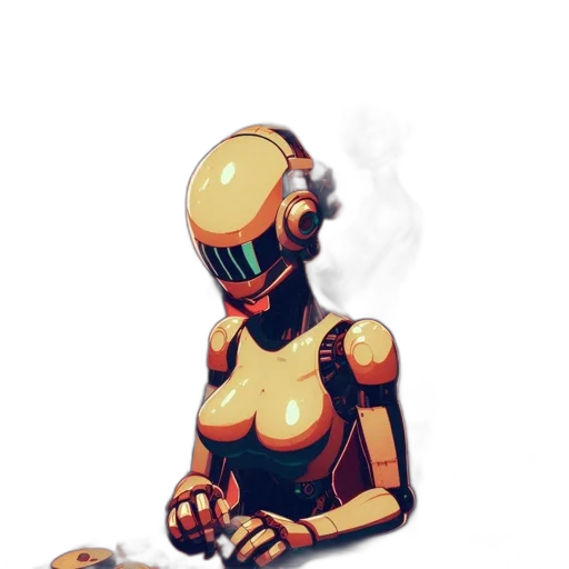 robot, mask, staff, weapon transparent PNG cut-out