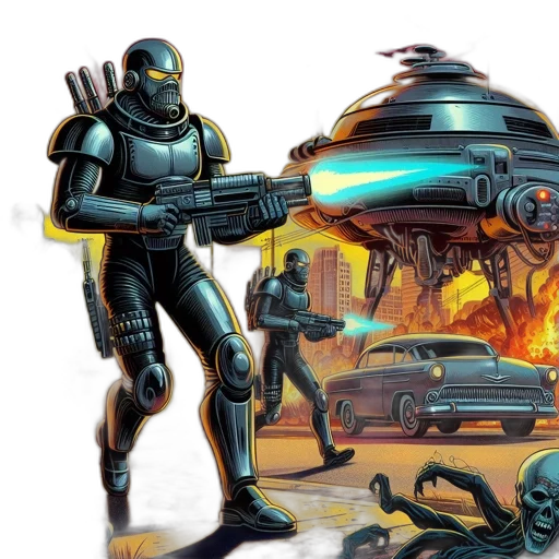robot, concept art, comic book art, cyberpunk transparent PNG cut-out