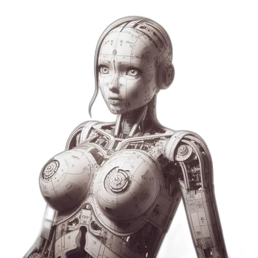 robot, dress, face, cyberpunk transparent PNG cut-out