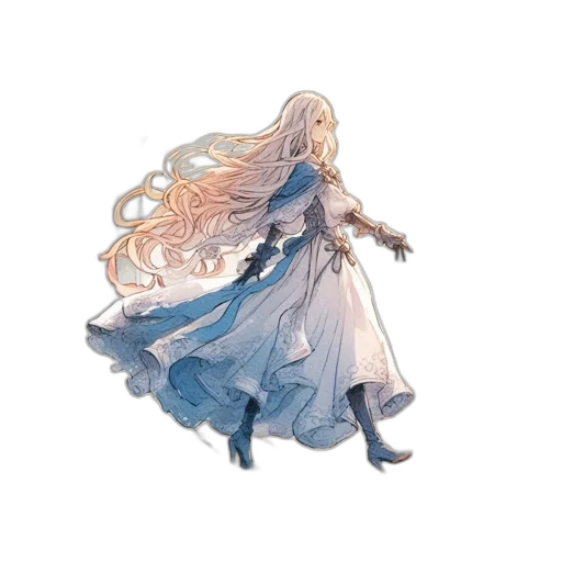dress, hair, dragon, sword transparent PNG cut-out