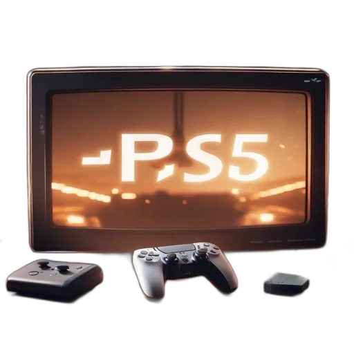 3d render, vintage, displays, ps5 transparent PNG cut-out