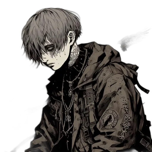 jacket, face, weapon, creature transparent PNG cut-out