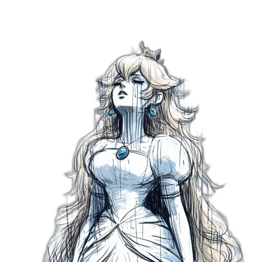 dress, crown, hair, staff transparent PNG cut-out