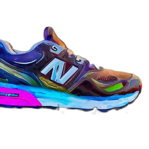 shoes, vaporwave, neon, artistic transparent PNG cut-out