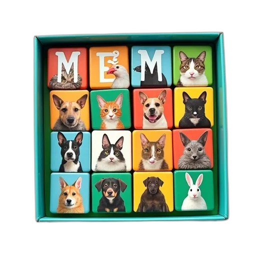 animal, colorful, square-shaped, puzzle transparent PNG cut-out