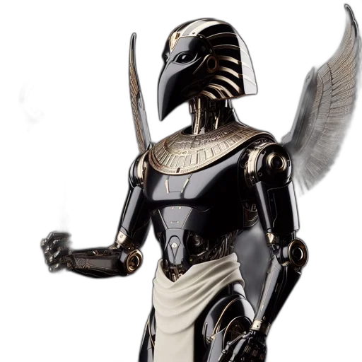 robot, concept art, 3d render, gold transparent PNG cut-out