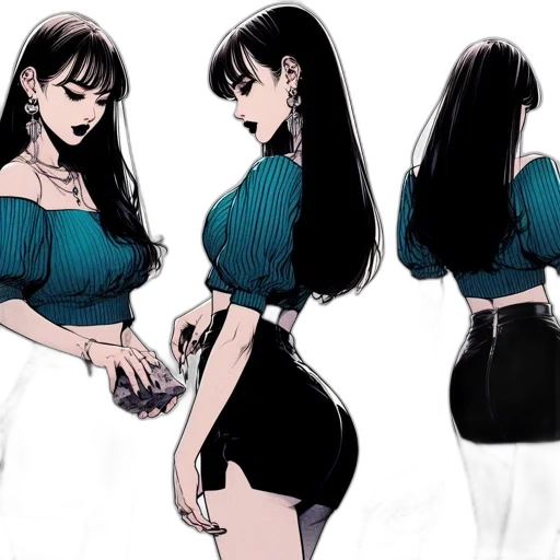 dress, concept art, anime, comic book art transparent PNG cut-out