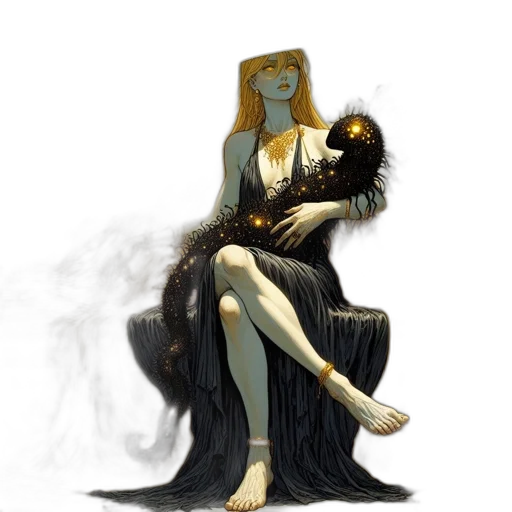 dress, jewelry, mask, staff transparent PNG cut-out