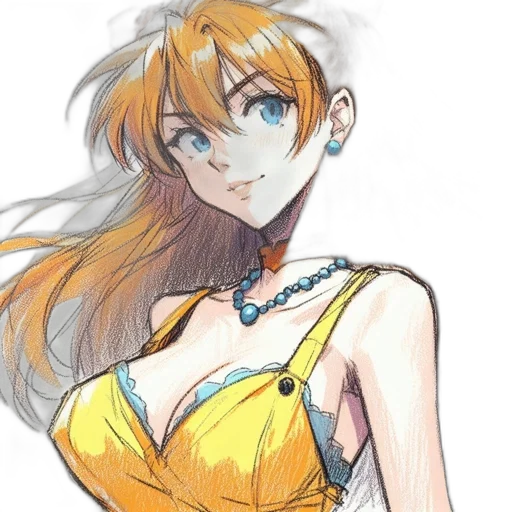 dress, jewelry, anime, watercolor transparent PNG cut-out