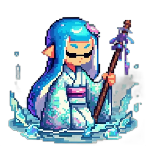 staff, sword, robot, pixel art transparent PNG cut-out
