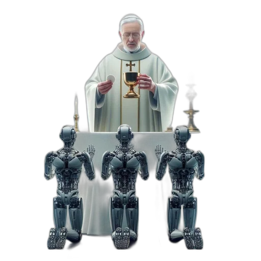 robot, concept art, 3d render, priest transparent PNG cut-out