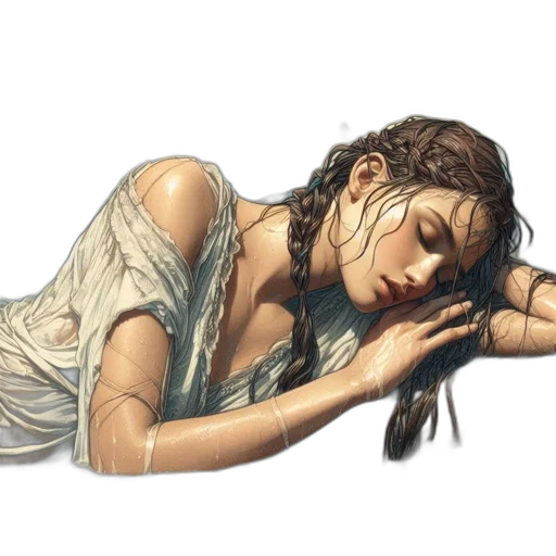dress, jewelry, oil painting, photorealistic transparent PNG cut-out