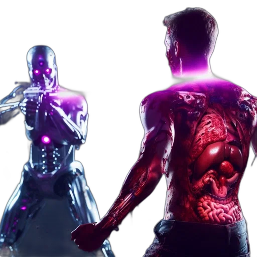robot, cyberpunk, concept art, 3d render transparent PNG cut-out