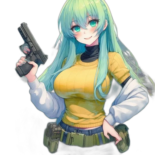 weapon, staff, jacket, robot transparent PNG cut-out