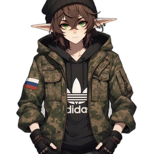 jacket, hat, staff, mask transparent PNG cut-out