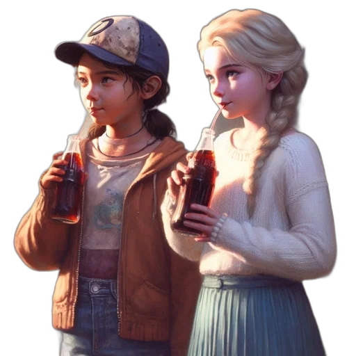 hat, jacket, bottle, concept art transparent PNG cut-out