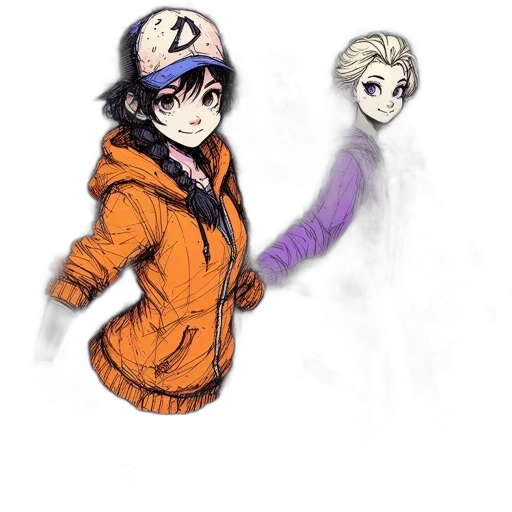 jacket, hat, staff, watercolor transparent PNG cut-out