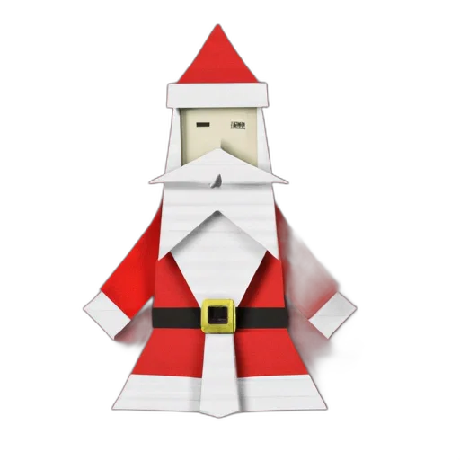 3d render, origami, santa, claus transparent PNG cut-out