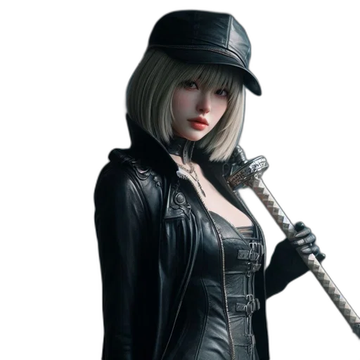 staff, weapon, jacket, hat transparent PNG cut-out
