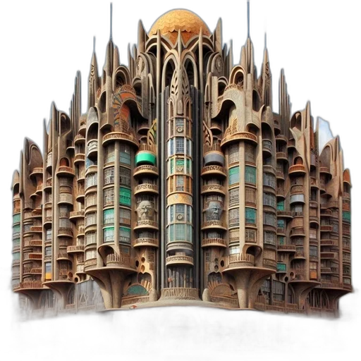 building, crown, concept art, 3d render transparent PNG cut-out