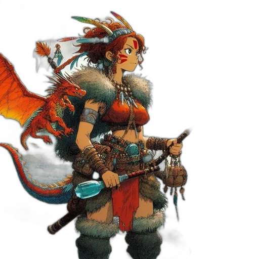 dragon, staff, fantasy art, concept art transparent PNG cut-out