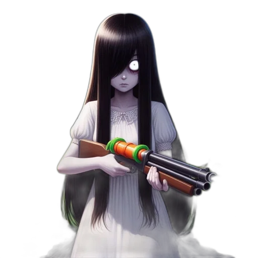 weapon, staff, hair, robot transparent PNG cut-out