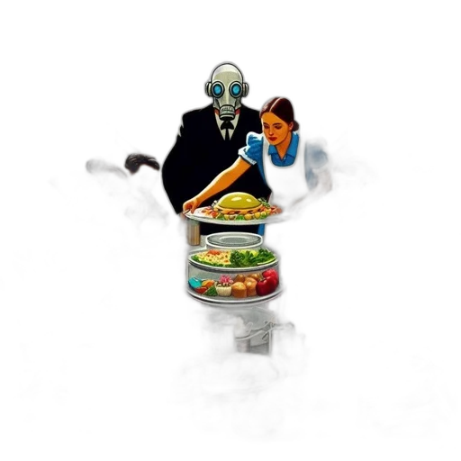 robot, food, staff, creature transparent PNG cut-out