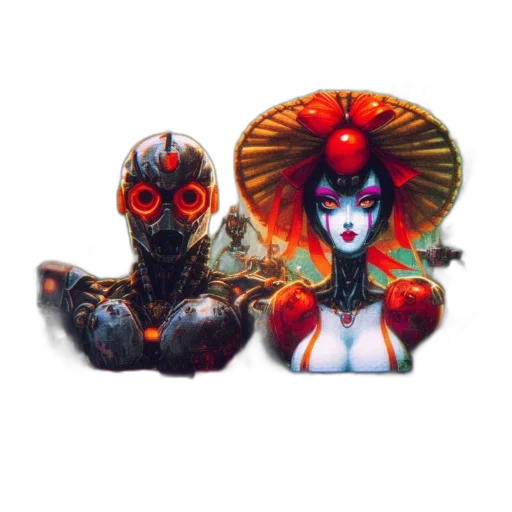 mask, robot, concept art, pixel art transparent PNG cut-out