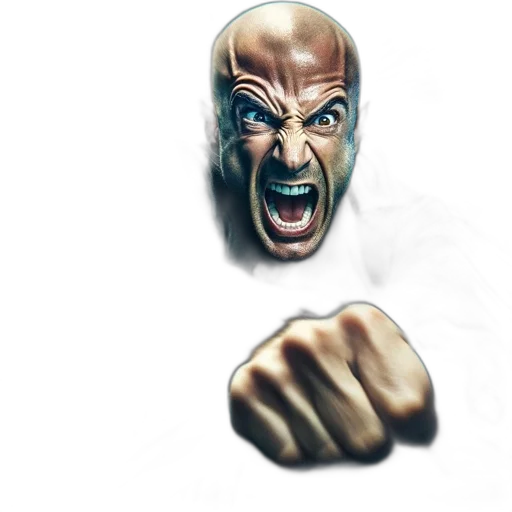 face, weapon, photorealistic, 3d render transparent PNG cut-out
