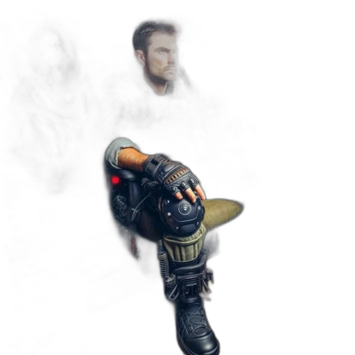 robot, weapon, staff, face transparent PNG cut-out