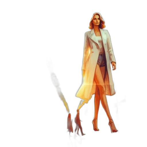dress, jacket, staff, concept art transparent PNG cut-out