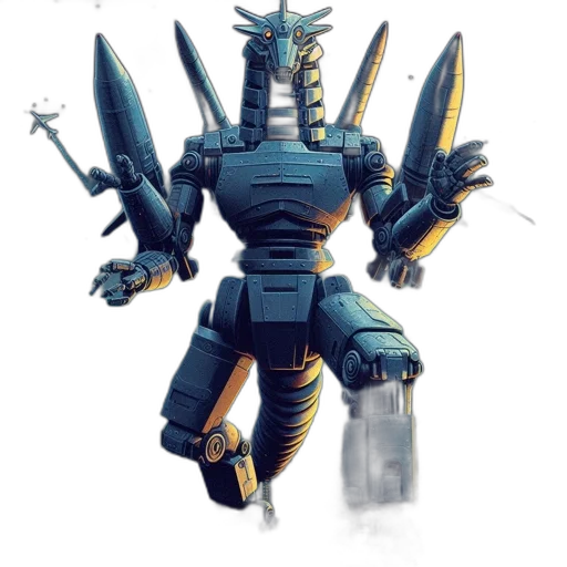 robot, weapon, concept art, 3d render transparent PNG cut-out