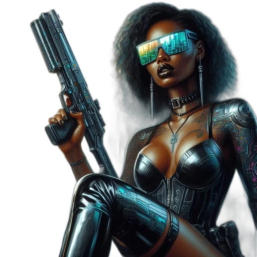 cyberpunk, comic book art, concept art, fantasy art transparent PNG cut-out