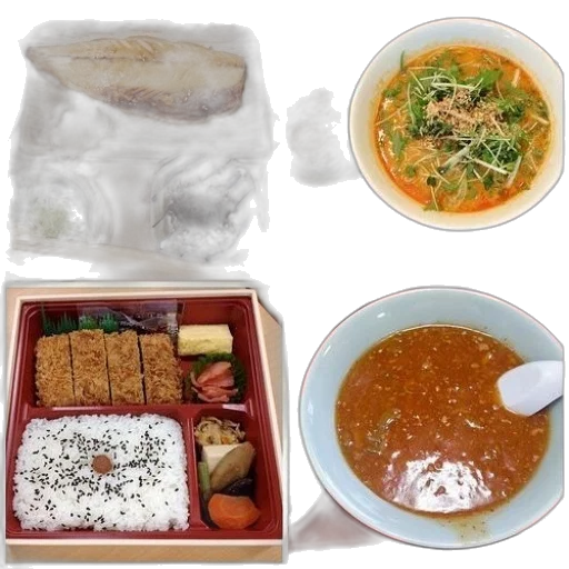 food, monochrome, collage, four transparent PNG cut-out