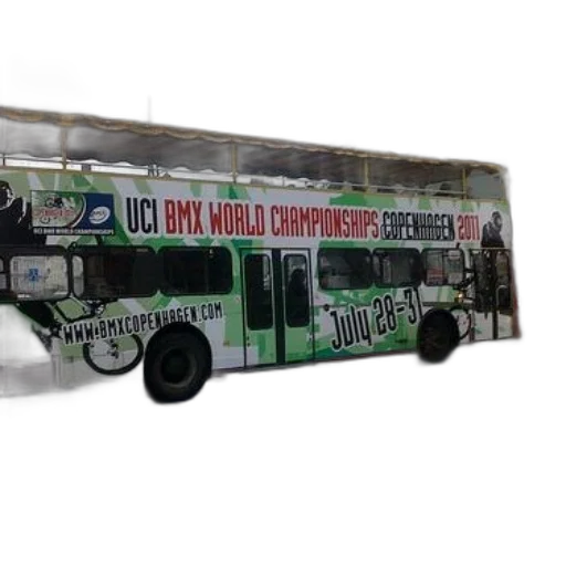 bus, advertises, uci, bmx transparent PNG cut-out