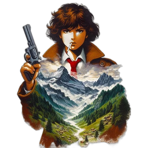 jacket, weapon, concept art, pixel art transparent PNG cut-out