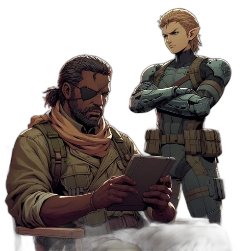 weapon, jacket, face, concept art transparent PNG cut-out