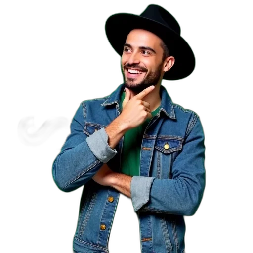 jacket, hat, staff, face transparent PNG cut-out