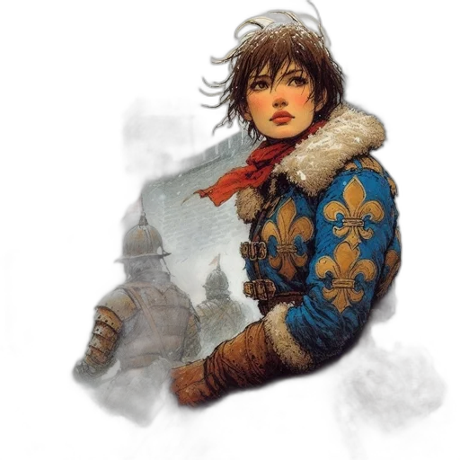 jacket, face, sword, staff transparent PNG cut-out
