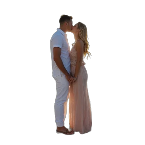dress, staff, couple, kissing transparent PNG cut-out